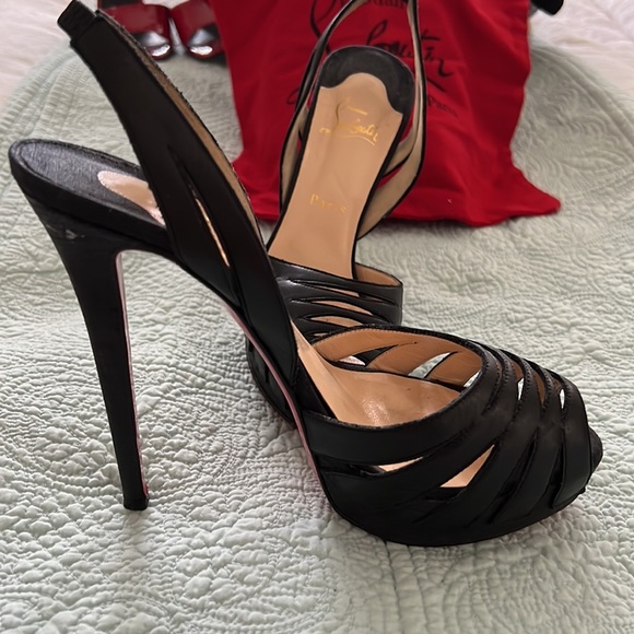 Louboutin black platform open toe stilettos - Picture 4 of 7